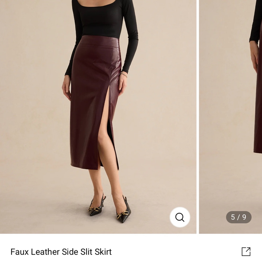 Never been worn! Faux leather side slit skirt from Micas